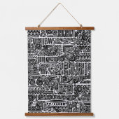 白黒の幾何学模様2 吊り下げ型タペストリー (正面)