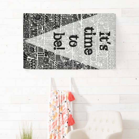 白黒の幾何学模様2 横断幕 (インサイチュ)