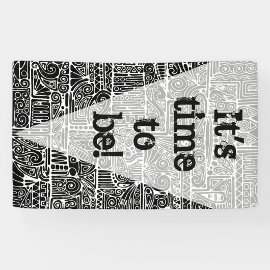 白黒の幾何学模様2 横断幕 (横)