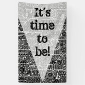 白黒の幾何学模様2 横断幕 (縦)