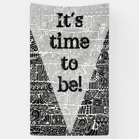 白黒の幾何学模様2 横断幕 (縦)