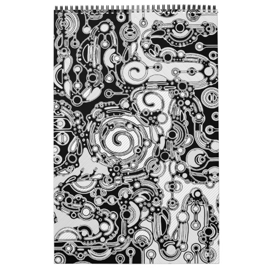白黒の幾何学模様3 カレンダー (カバー)