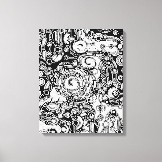 白黒の幾何学模様3 キャンバスプリント (正面)