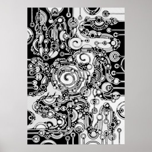 白黒の幾何学模様3 ポスター (正面)