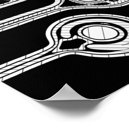 白黒の幾何学模様3 ポスター (角)