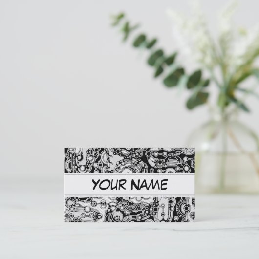 白黒の幾何学模様3 名刺 (スタンド正面)