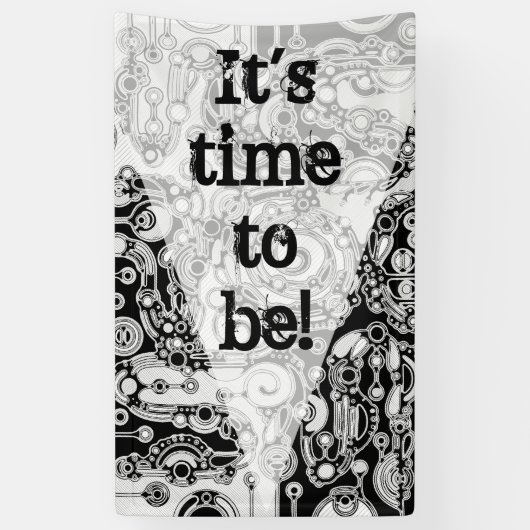 白黒の幾何学模様3 横断幕 (縦)