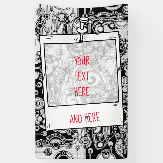 白黒の幾何学模様3 横断幕 (縦)