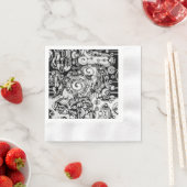 白黒の幾何学模様3 縁ありカクテルナプキン (インサイチュ)