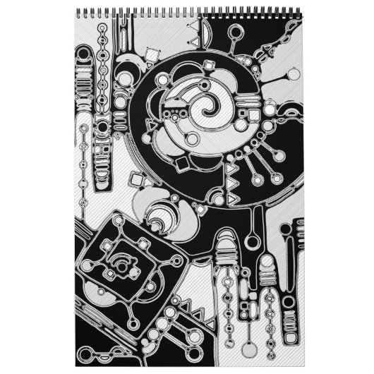 白黒の幾何学模様4 カレンダー (カバー)