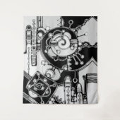 白黒の幾何学模様4 タペストリー (正面)