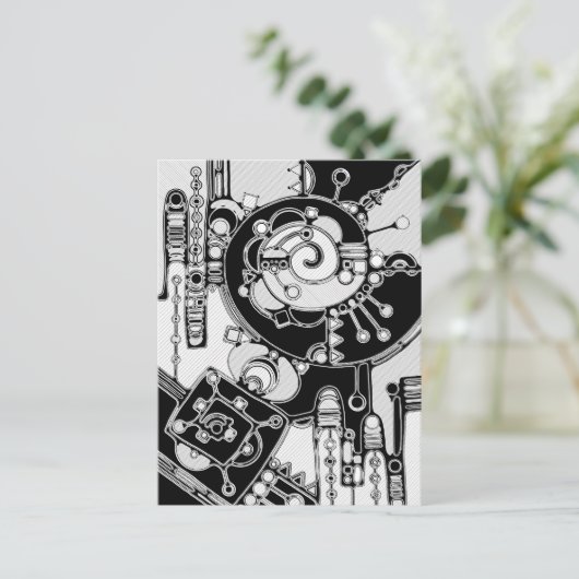 白黒の幾何学模様4 ポストカード (スタンド正面)