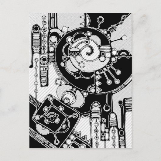 白黒の幾何学模様4 ポストカード (正面)