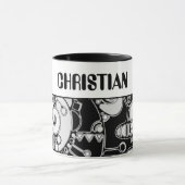 白黒の幾何学模様4 マグカップ (中央)