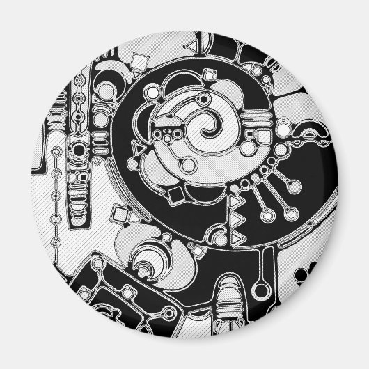 白黒の幾何学模様4 マグネット (正面)