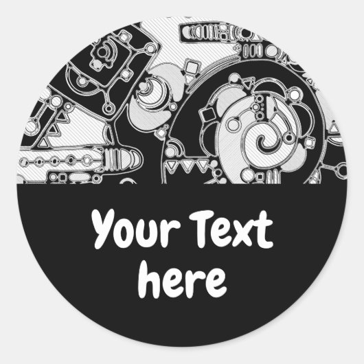 白黒の幾何学模様4 ラウンドシール (正面)