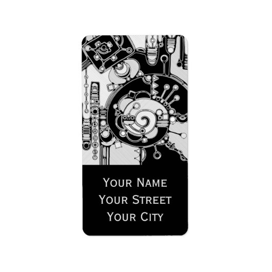 白黒の幾何学模様4 ラベル (正面)