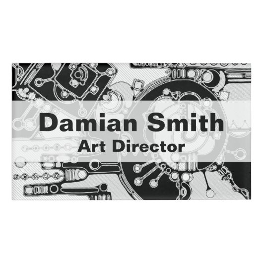 白黒の幾何学模様4 名札 (正面)