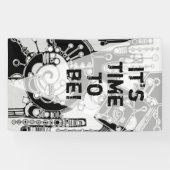 白黒の幾何学模様4 横断幕 (横)