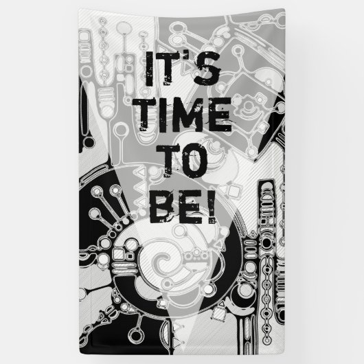 白黒の幾何学模様4 横断幕 (縦)