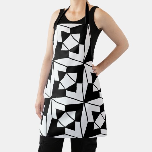 白黒の幾何学模様 エプロン (インサイチュ)
