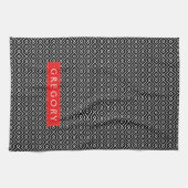 白黒の幾何学模様 キッチンタオル (横)