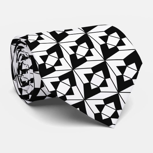 白黒の幾何学模様 ネクタイ (ロール)