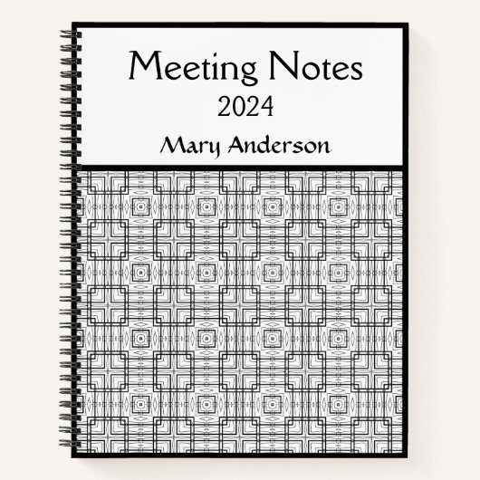 白黒の幾何学模様 ノートブック (正面)