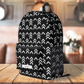 白黒の幾何学模様 プリントバックパック