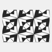 白黒の幾何学模様 ラッピングペーパーシート (正面3)