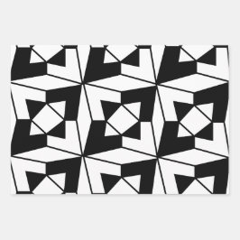 白黒の幾何学模様 ラッピングペーパーシート