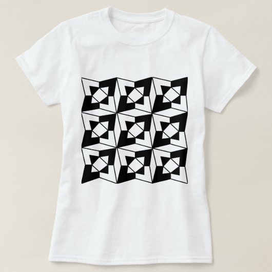 白黒の幾何学模様 Tシャツ (デザイン正面)