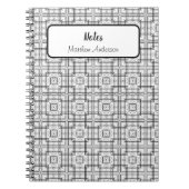 白黒の幾何学正方形パターン緩和曲線 ノートブック (正面)