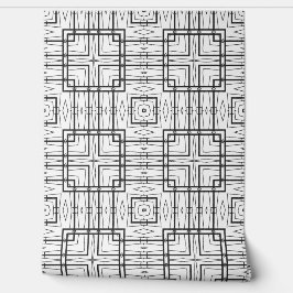 白黒の幾何学正方形ビニール 壁紙