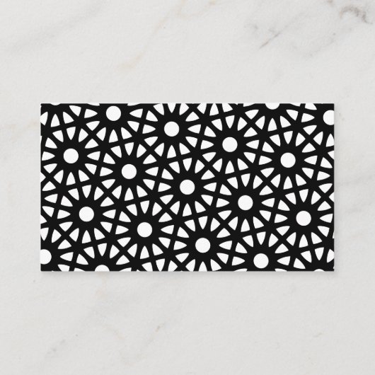 白黒の幾何学的くもの巣モダン光学芸術 名刺 (裏面)