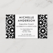 白黒の幾何学的くもの巣モダン光学芸術 名刺 (正面)