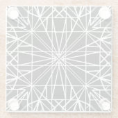 白黒の幾何学的な対称性 ガラスコースター (裏面)