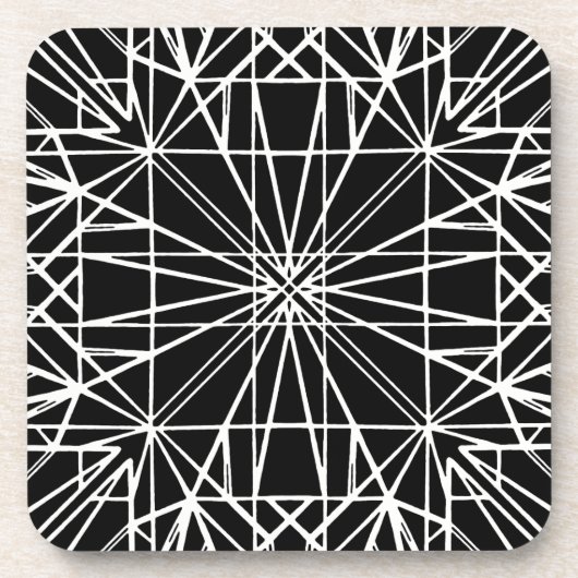 白黒の幾何学的な対称性 コースター (正面)