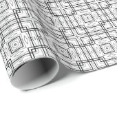 白黒の幾何学的な正方形パターン ラッピングペーパー (ロールコーナー)