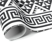 白黒の幾何学的な部族パターンボアステカホ ラッピングペーパー (ロールコーナー)
