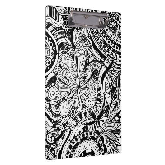 白黒の幾何学的アート15 クリップボード (右)