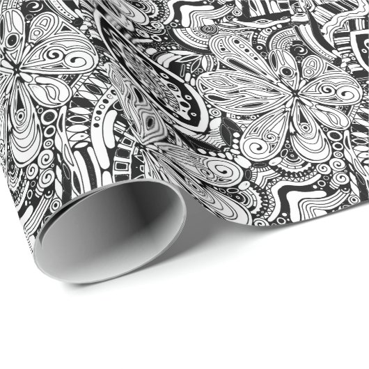 白黒の幾何学的アート15 ラッピングペーパー (ロールコーナー)