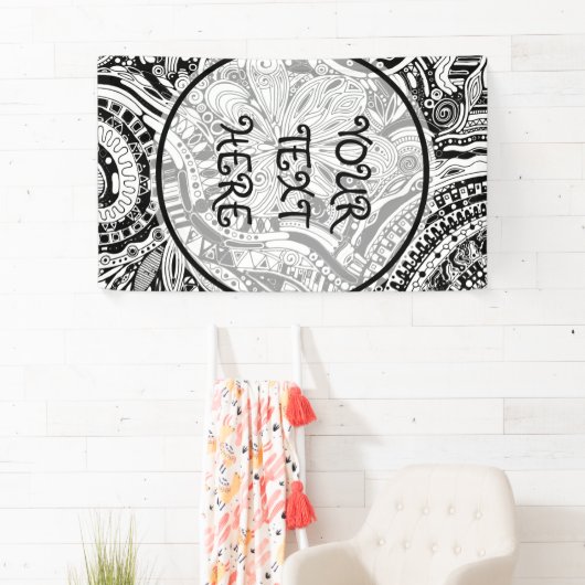 白黒の幾何学的アート15 横断幕 (インサイチュ)