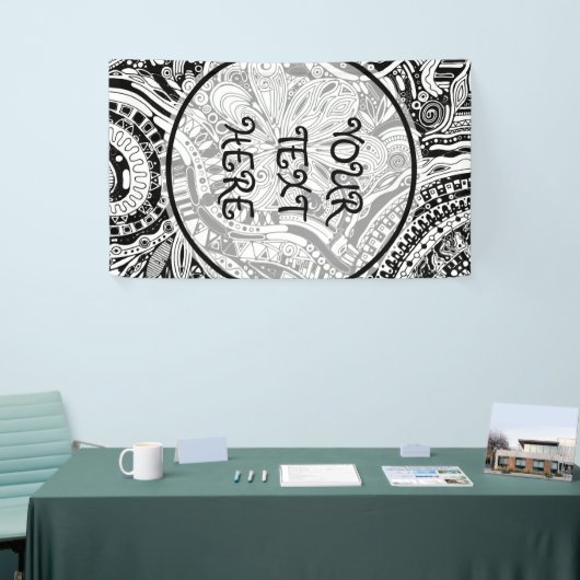 白黒の幾何学的アート15 横断幕 (トレードショー)