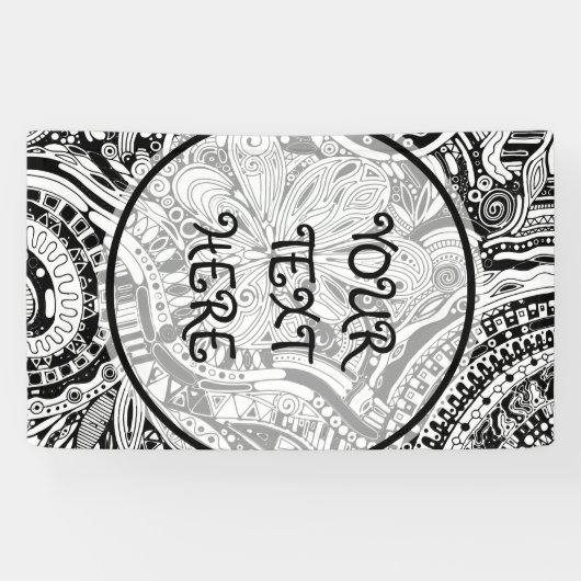 白黒の幾何学的アート15 横断幕 (横)