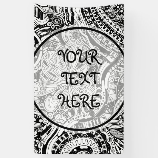 白黒の幾何学的アート15 横断幕 (縦)