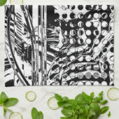 白黒の幾何学的アート20 キッチンタオル (折り畳み)