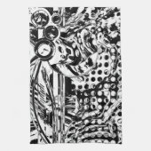 白黒の幾何学的アート20 キッチンタオル (縦)