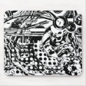 白黒の幾何学的アート20 マウスパッド (正面)