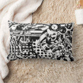 白黒の幾何学的アート20 ランバークッション (ブランケット)